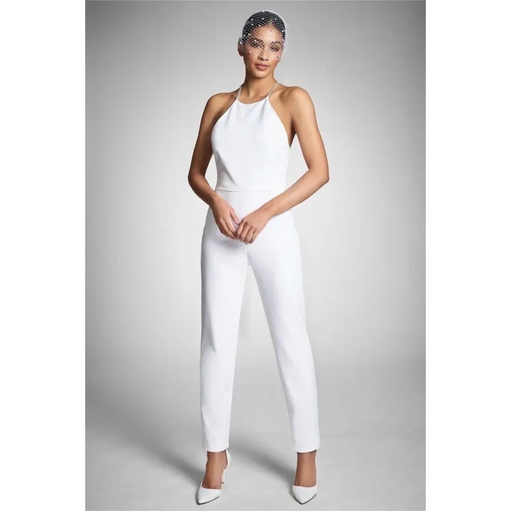 Sachin‎ & Babi NWT Alexa Jumpsuit Embellished Straps in Ivory Size 4 MSRP $725